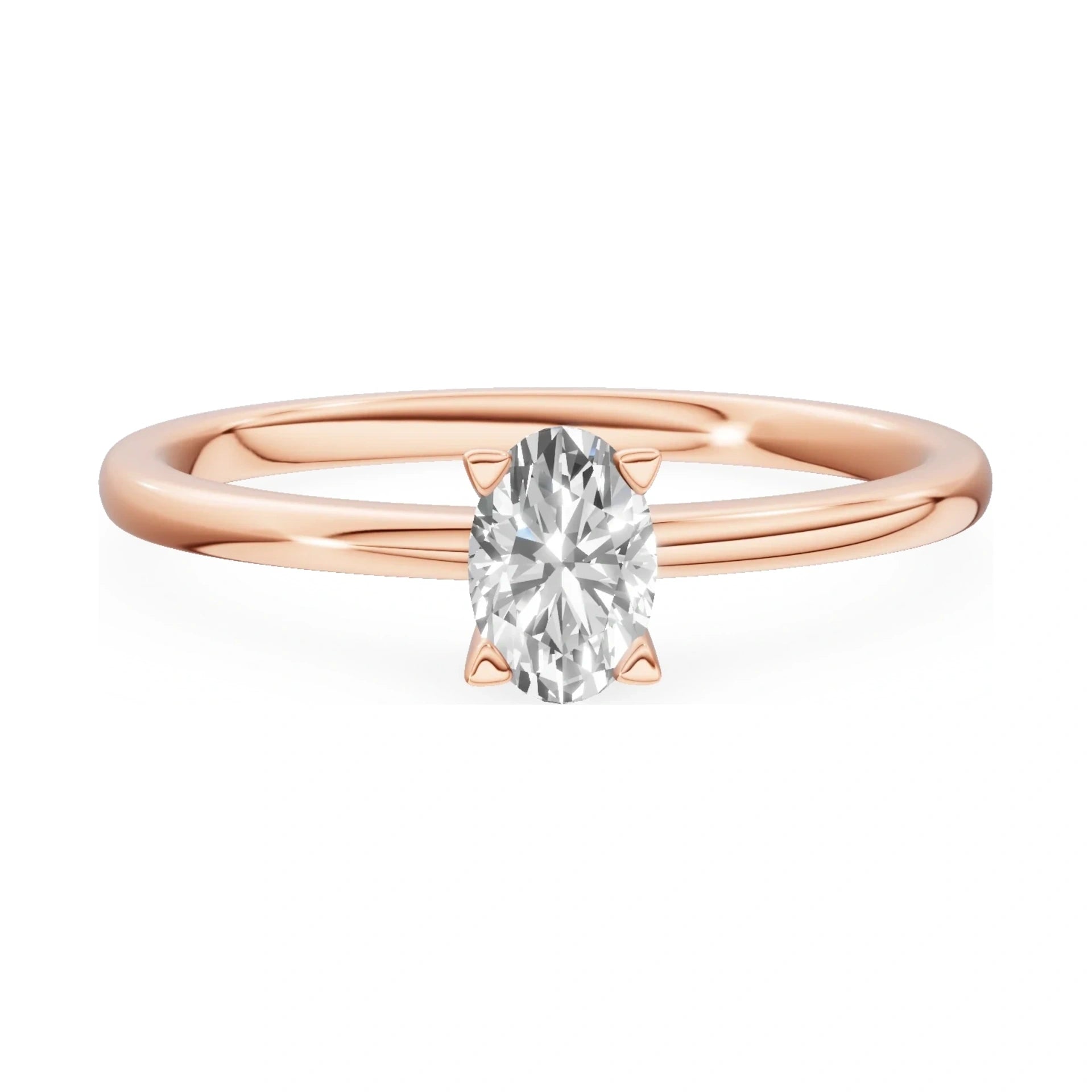GREMARI Seven Grace 14K rose gold engagement ring with 0.50 ct oval-cut lab-grown diamond