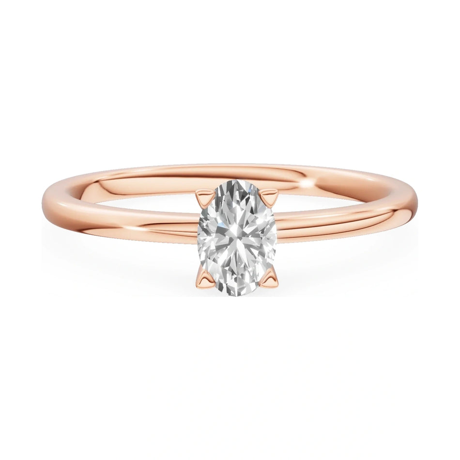 GREMARI Seven Grace 14K rose gold engagement ring with 0.50 ct oval-cut lab-grown diamond