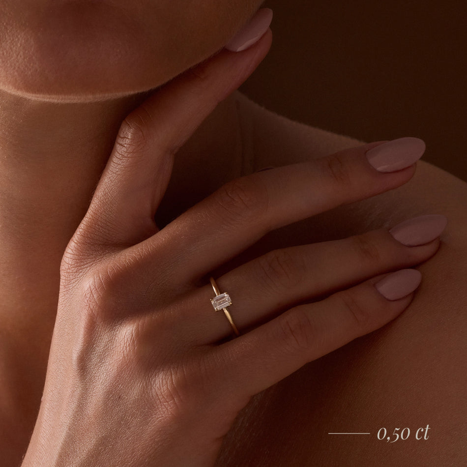 Gremari Seven Grace zásnubní prsten z růžového zlata s 0,24 ct přírodním diamantem – Emerald