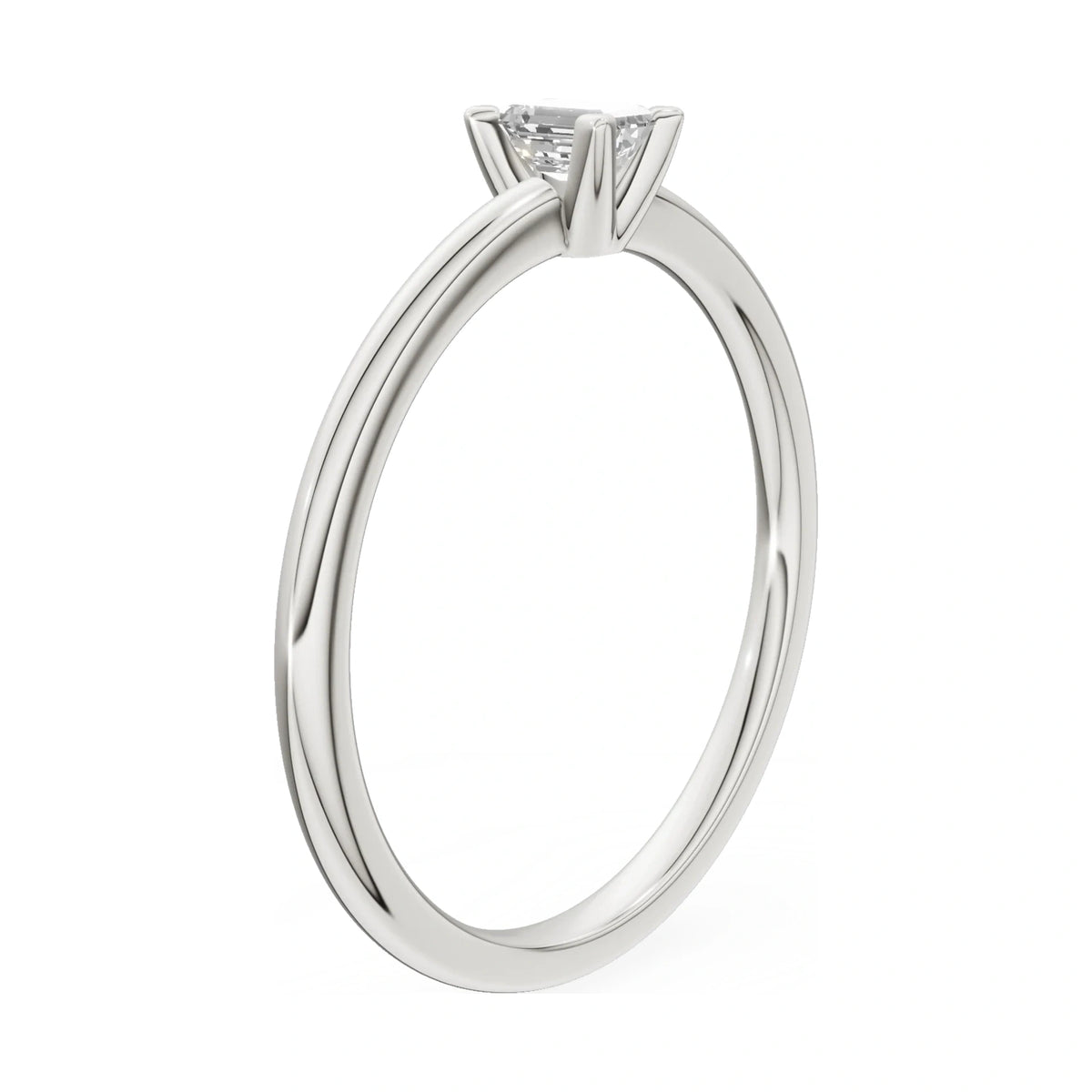 14K white gold GREMARI Seven Grace ring with 0.15 ct emerald-cut lab-grown diamond