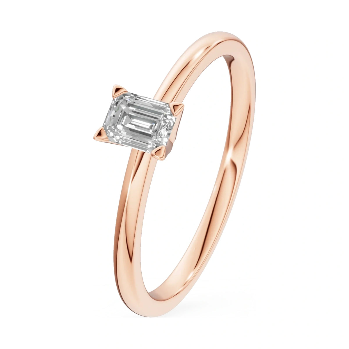0.24 ct emerald-cut lab-grown diamond GREMARI Seven Grace engagement ring in 14K rose gold