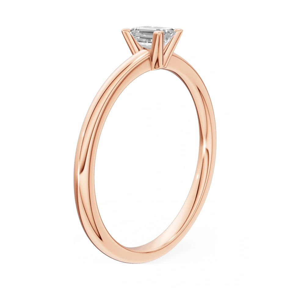 14K rose gold GREMARI Seven Grace ring with 0.24 ct emerald-cut lab-grown diamond