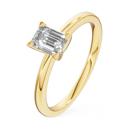 0.50 ct emerald-cut lab-grown diamond GREMARI Seven Grace engagement ring in 14K yellow gold