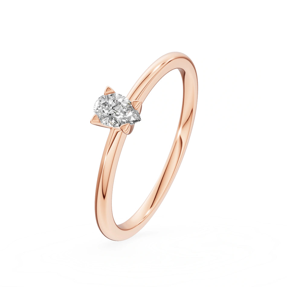 Gremari Seven Grace zásnubní prsten z růžového zlata s 0,15 ct lab-grown diamantem – Pear