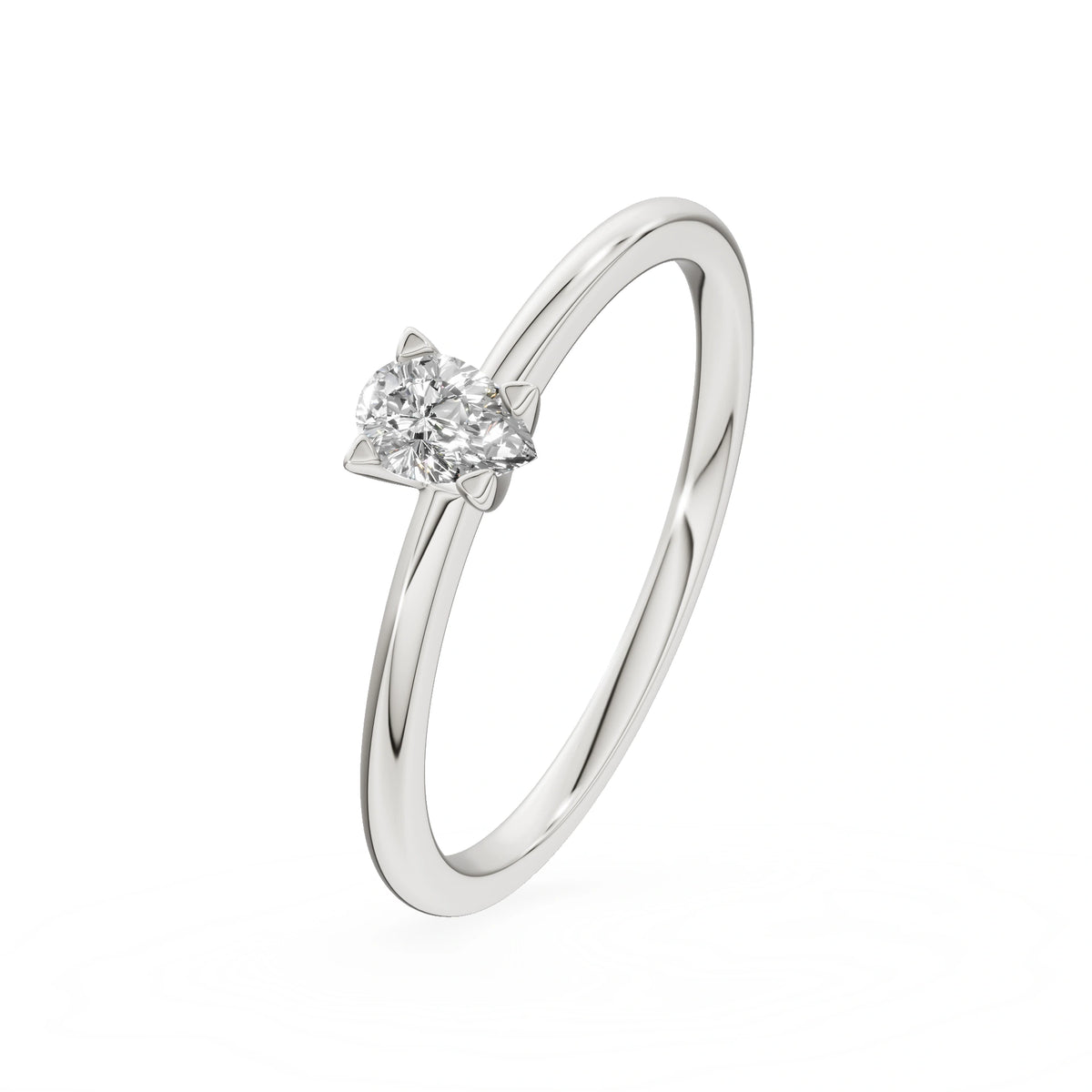 Gremari Seven Grace zásnubní prsten z bílého zlata s 0,15 ct přírodním diamantem – Pear
