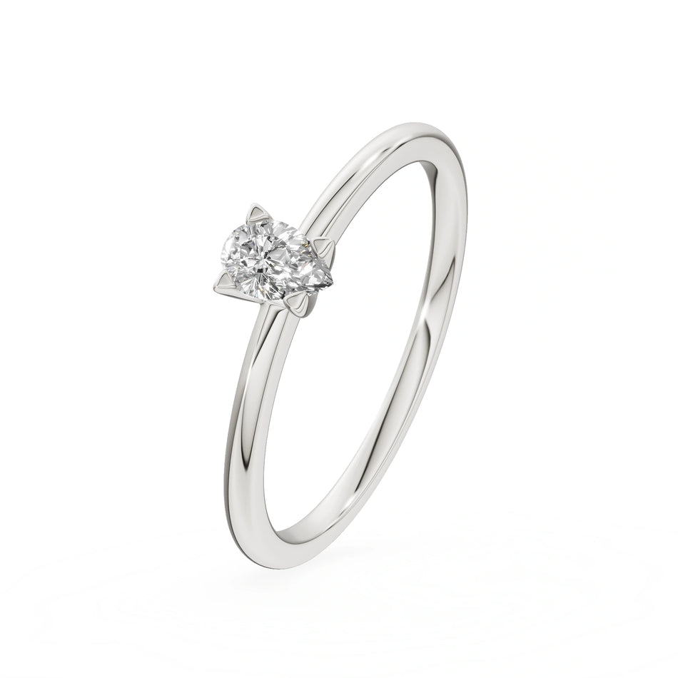 Gremari Seven Grace zásnubní prsten z bílého zlata s 0,15 ct přírodním diamantem – Pear
