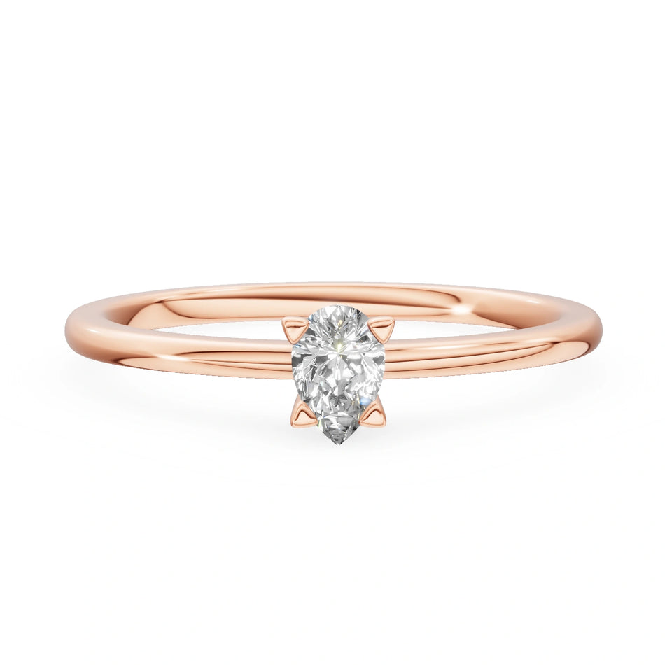 Gremari Seven Grace zásnubní prsten z růžového zlata s 0,15 ct přírodním diamantem – Pear
