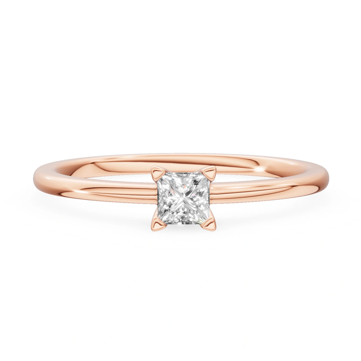 Gremari Seven Grace zásnubní prsten z růžového zlata s 0,15 ct lab-grown diamantem – Princess