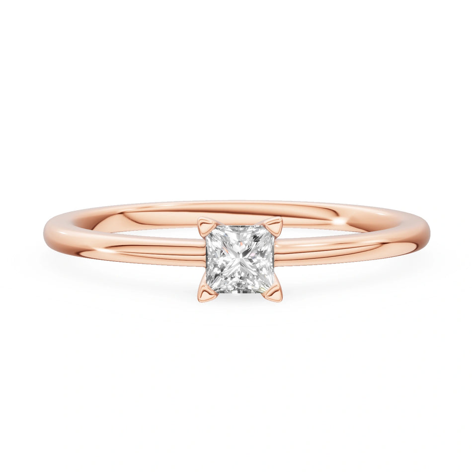 Gremari Seven Grace zásnubní prsten z růžového zlata s 0,15 ct lab-grown diamantem – Princess