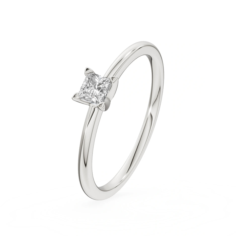 Gremari Seven Grace zásnubní prsten z bílého zlata s 0,15 ct lab-grown diamantem – Princess
