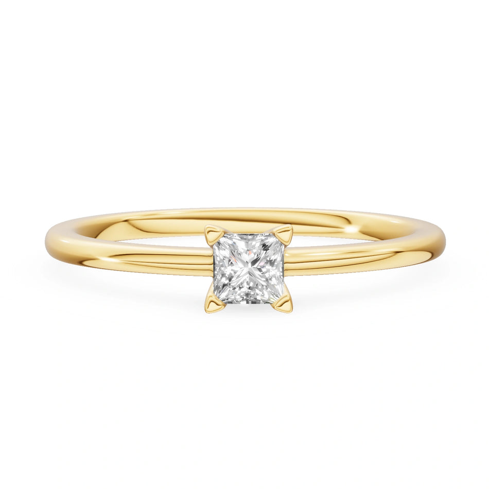 Gremari Seven Grace zásnubní prsten ze žlutého zlata s 0,15 ct lab-grown diamantem – Princess