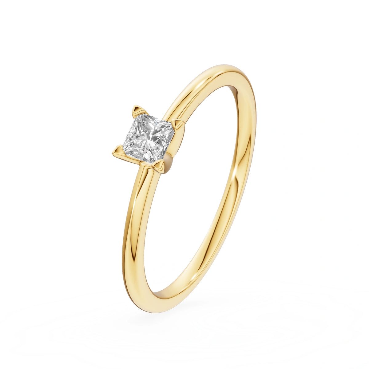 Gremari Seven Grace zásnubní prsten ze žlutého zlata s 0,15 ct lab-grown diamantem – Princess