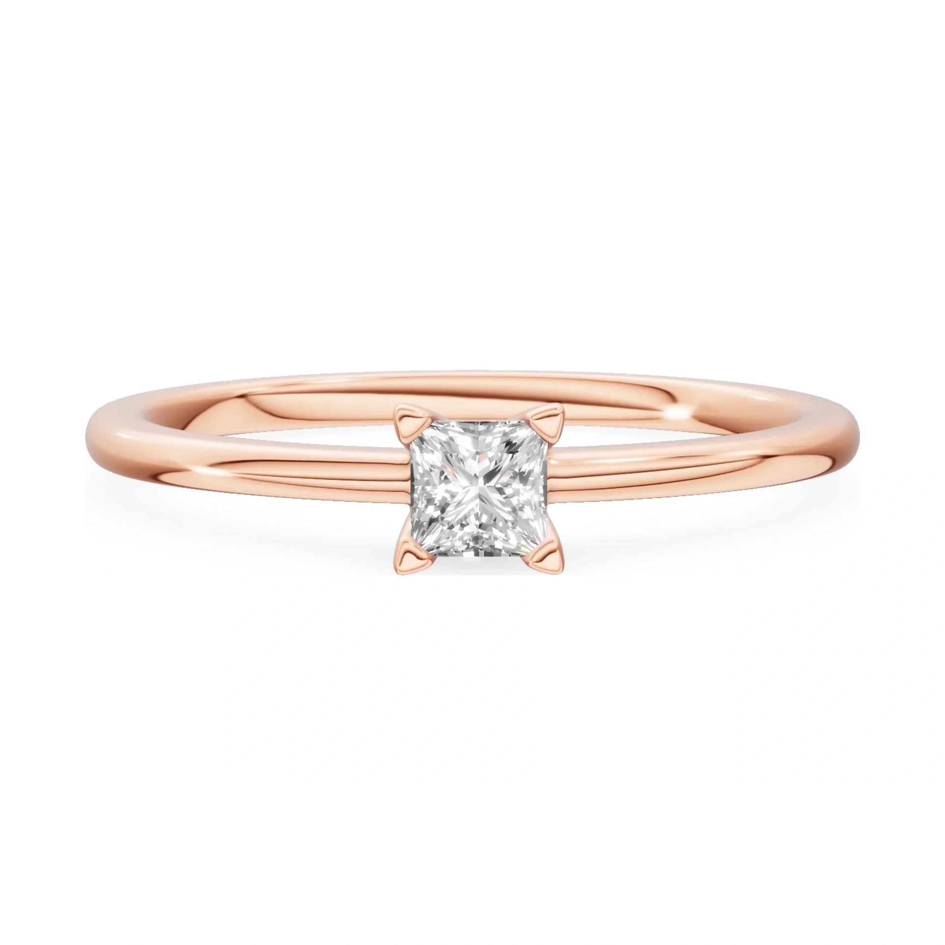 GREMARI Seven Grace 14K rose gold engagement ring with 0.15 ct princess-cut lab-grown diamond