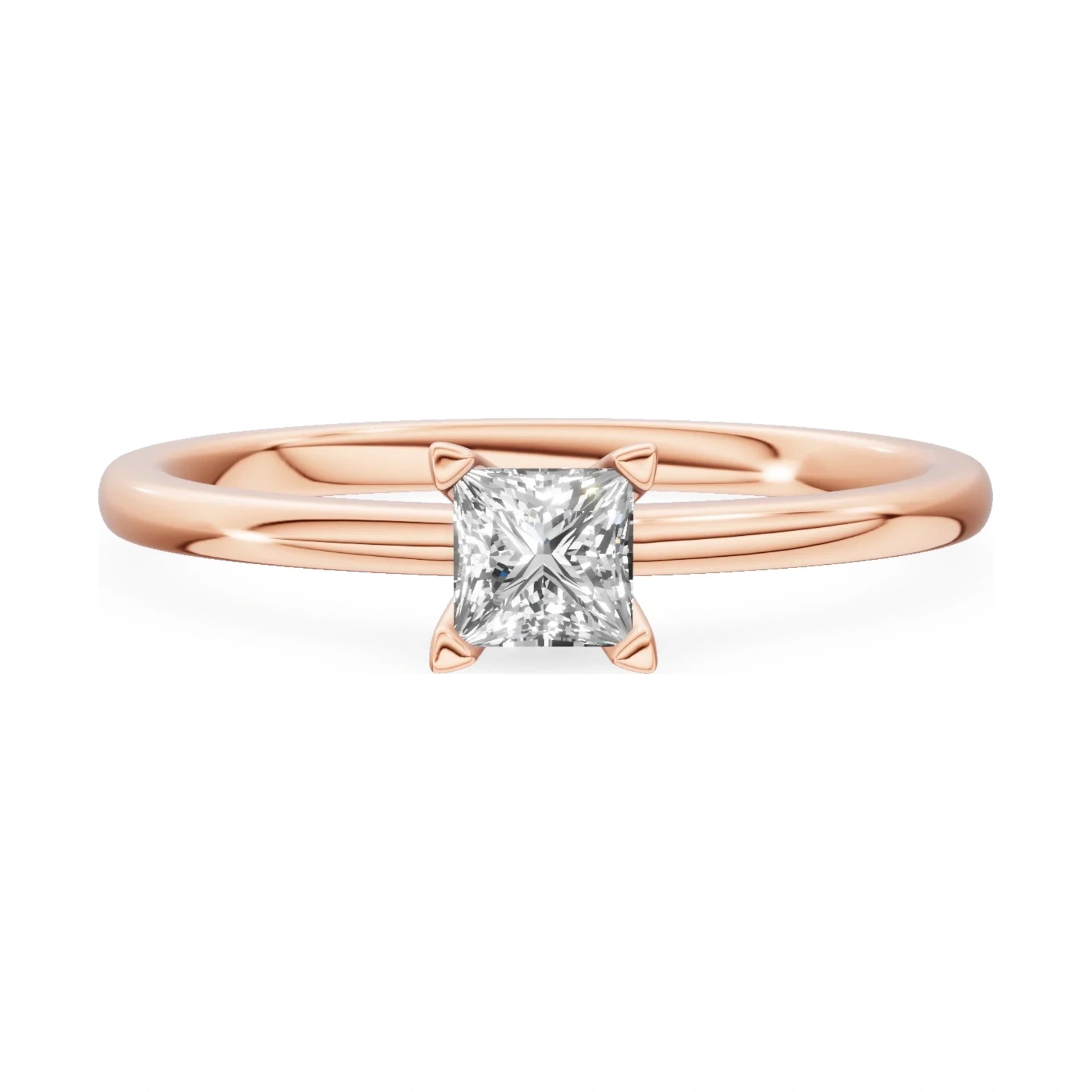 GREMARI Seven Grace 14K rose gold engagement ring with 0.30 ct princess-cut lab-grown diamond