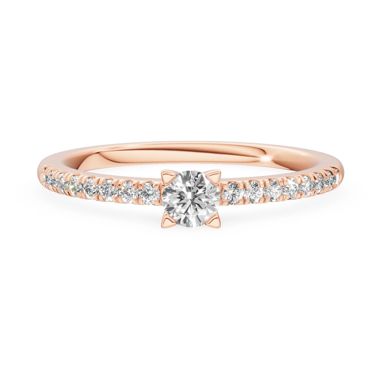 Gremari Seven Solis zásnubní prsten z růžového zlata s 0,15 ct lab-grown diamantem – Round/Brilliant