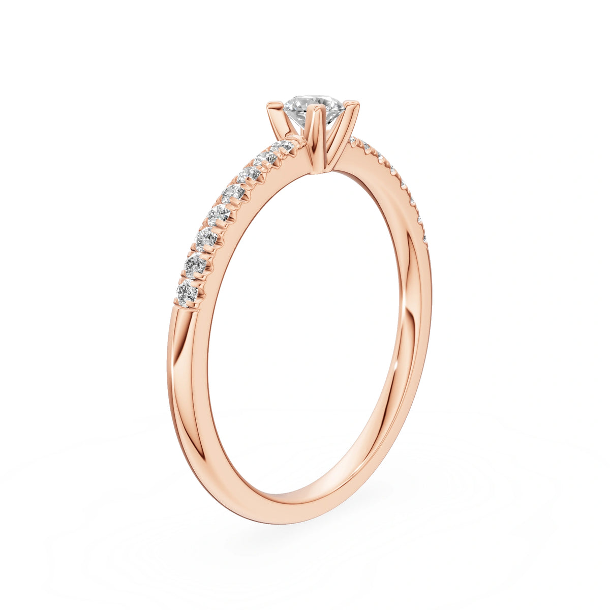 Gremari Seven Solis zásnubní prsten z růžového zlata s 0,15 ct lab-grown diamantem – Round/Brilliant