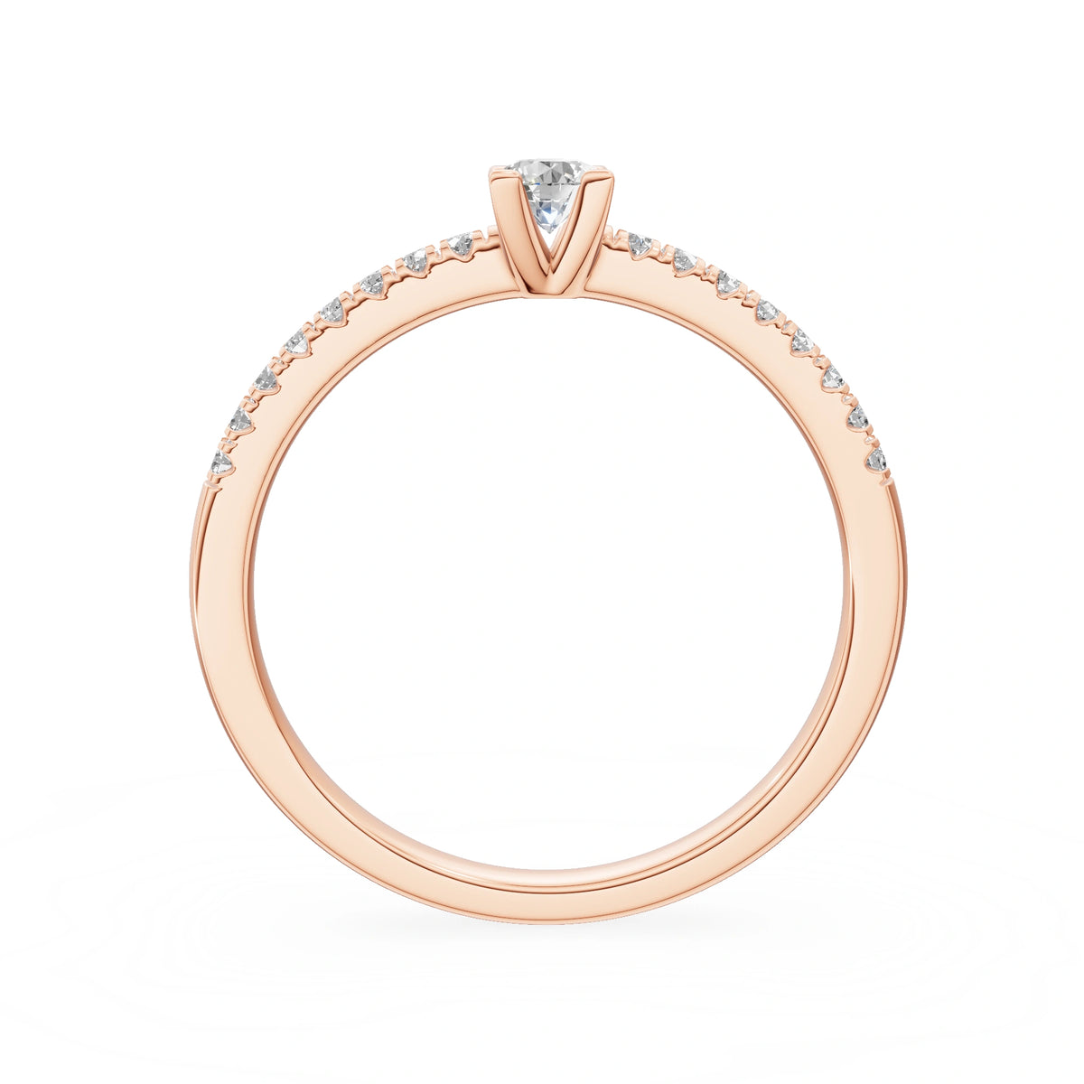 Gremari Seven Solis zásnubní prsten z růžového zlata s 0,15 ct lab-grown diamantem – Round/Brilliant