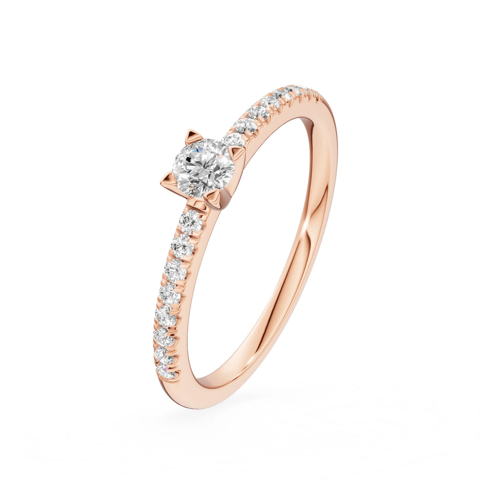 Gremari Seven Solis zásnubní prsten z růžového zlata s 0,15 ct lab-grown diamantem – Round/Brilliant