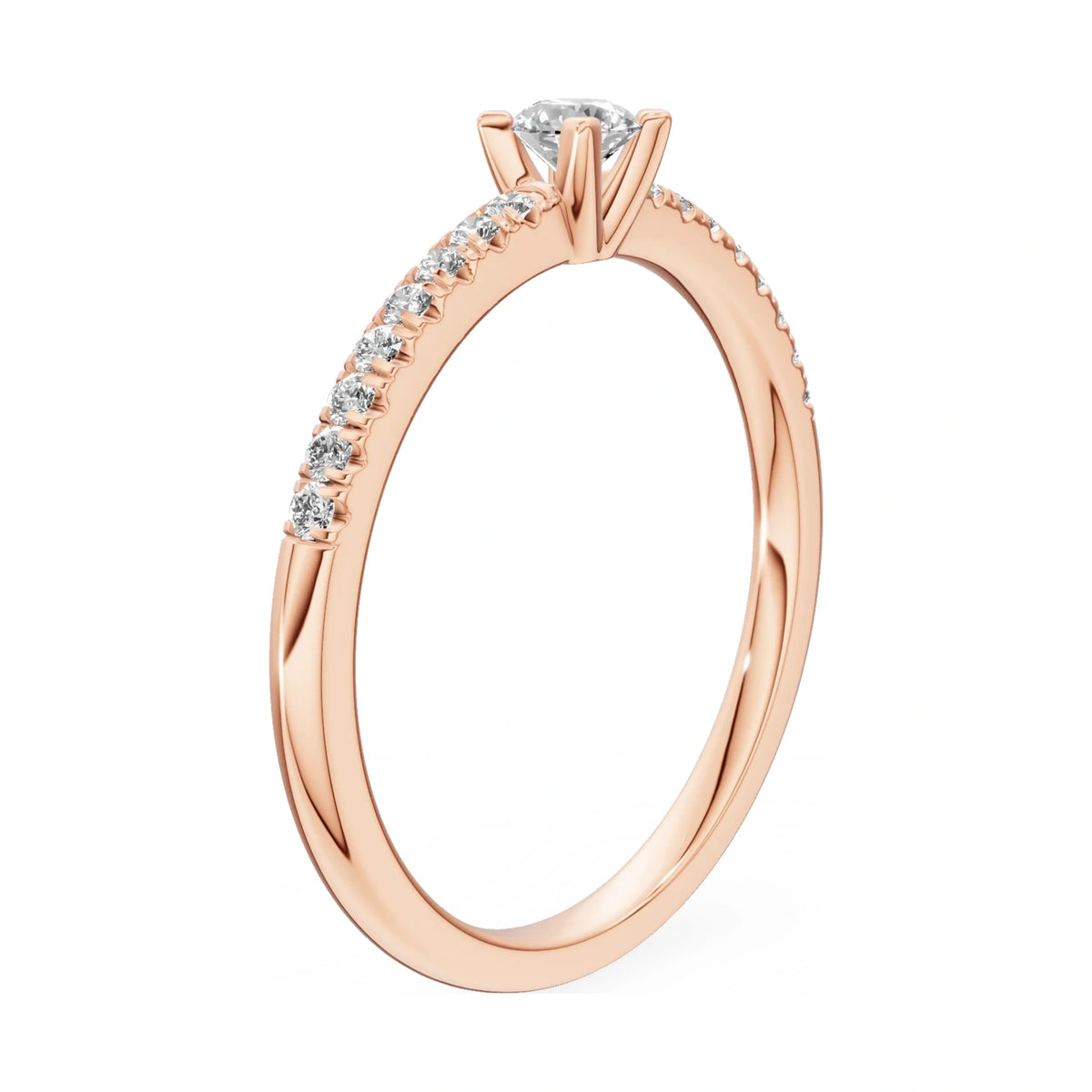 14K rose gold GREMARI Seven Solis ring with 0.15 ct round-cut natural diamond