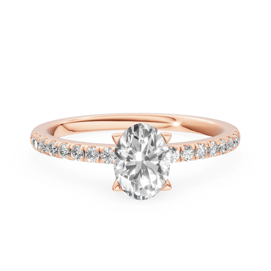 Gremari Seven Solis zásnubní prsten z růžového zlata s 0,50 ct lab-grown diamantem – Oval
