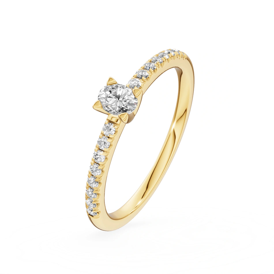 Gremari Seven Solis zásnubní prsten ze žlutého zlata s 0,15 ct lab-grown diamantem – Oval