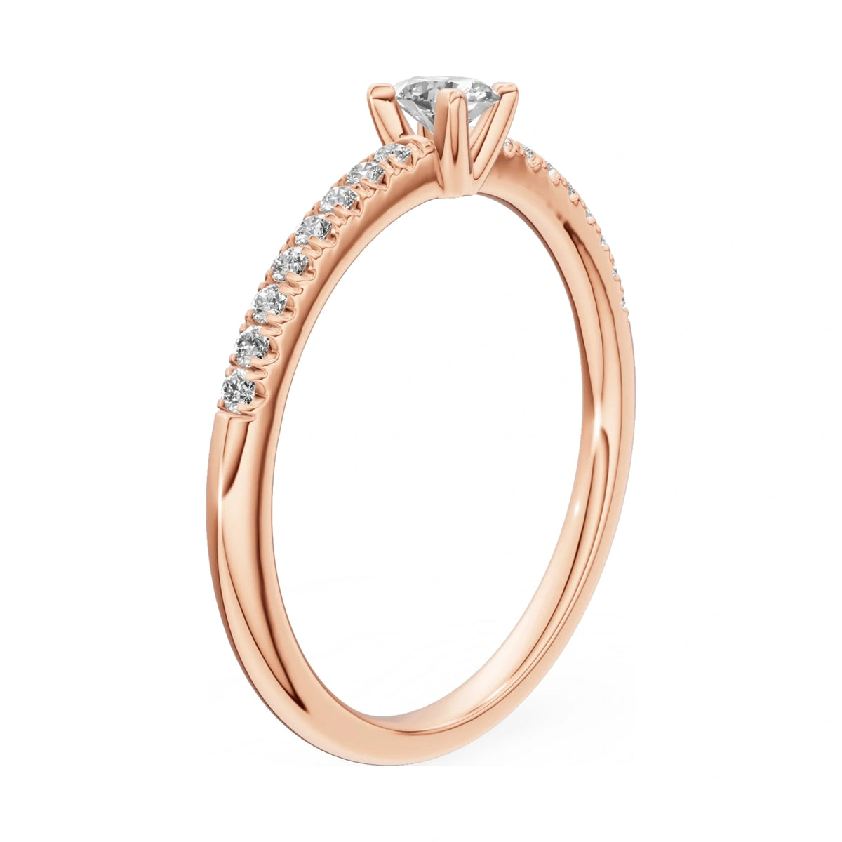 14K rose gold GREMARI Seven Solis ring with 0.15 ct oval-cut natural diamond