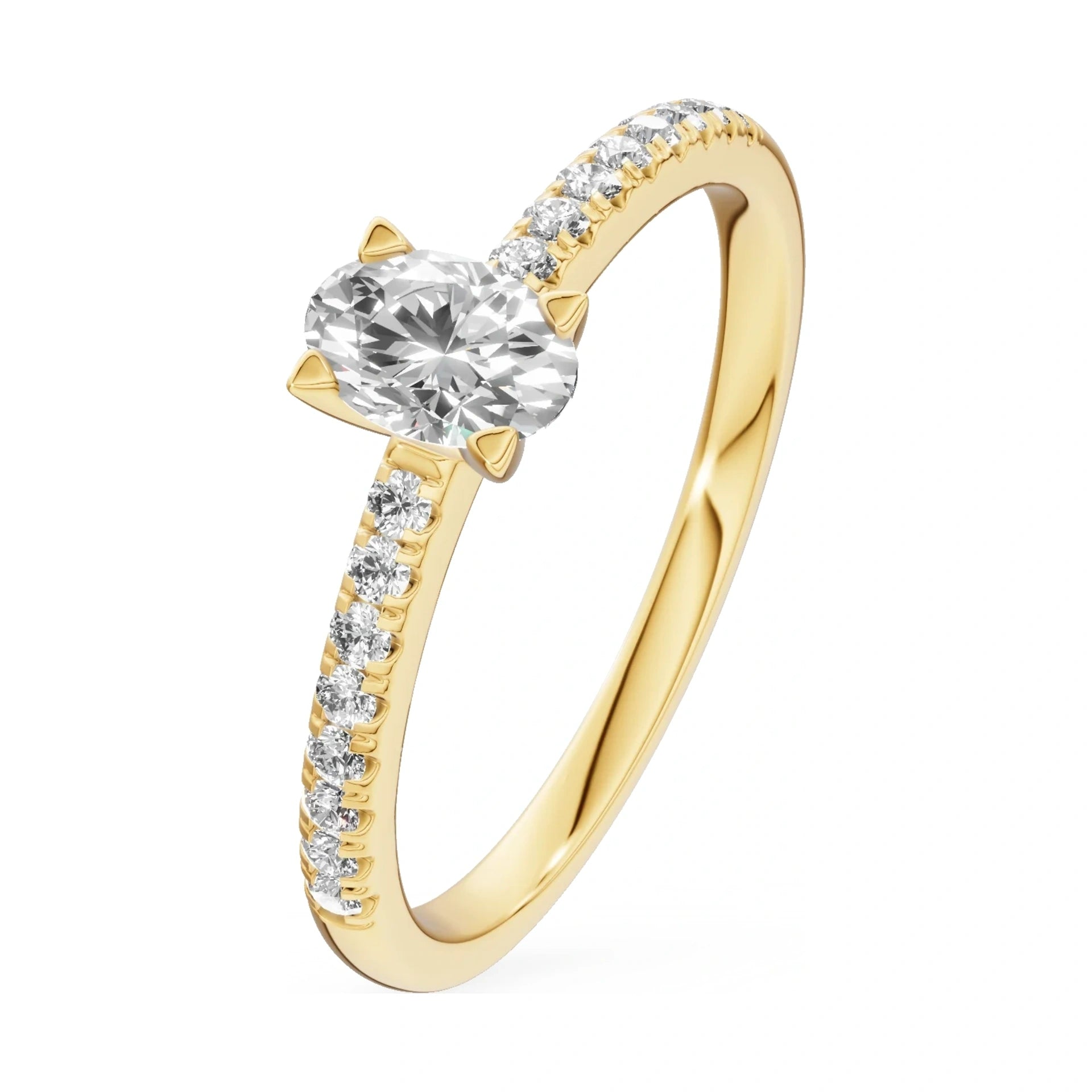 0.30 ct oval-cut natural diamond GREMARI Seven Solis engagement ring in 14K yellow gold