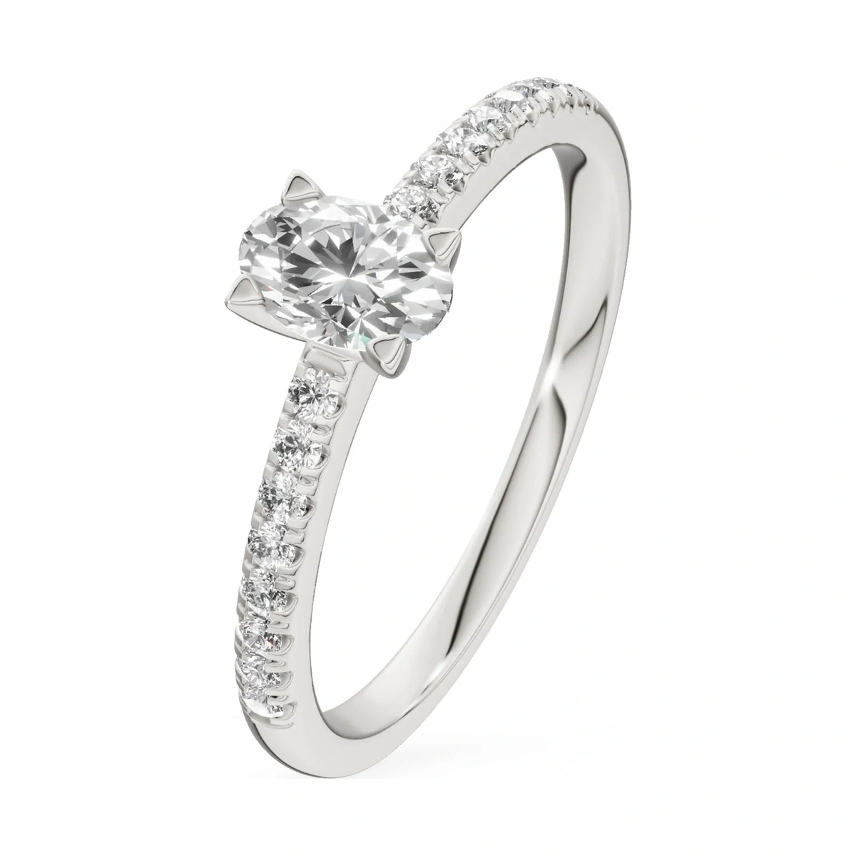 0.30 ct oval-cut natural diamond GREMARI Seven Solis engagement ring in 14K white gold