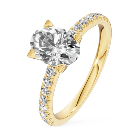 1.00 ct oval-cut natural diamond GREMARI Seven Solis engagement ring in 14K yellow gold