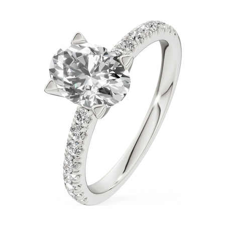 1.00 ct oval-cut natural diamond GREMARI Seven Solis engagement ring in 14K white gold