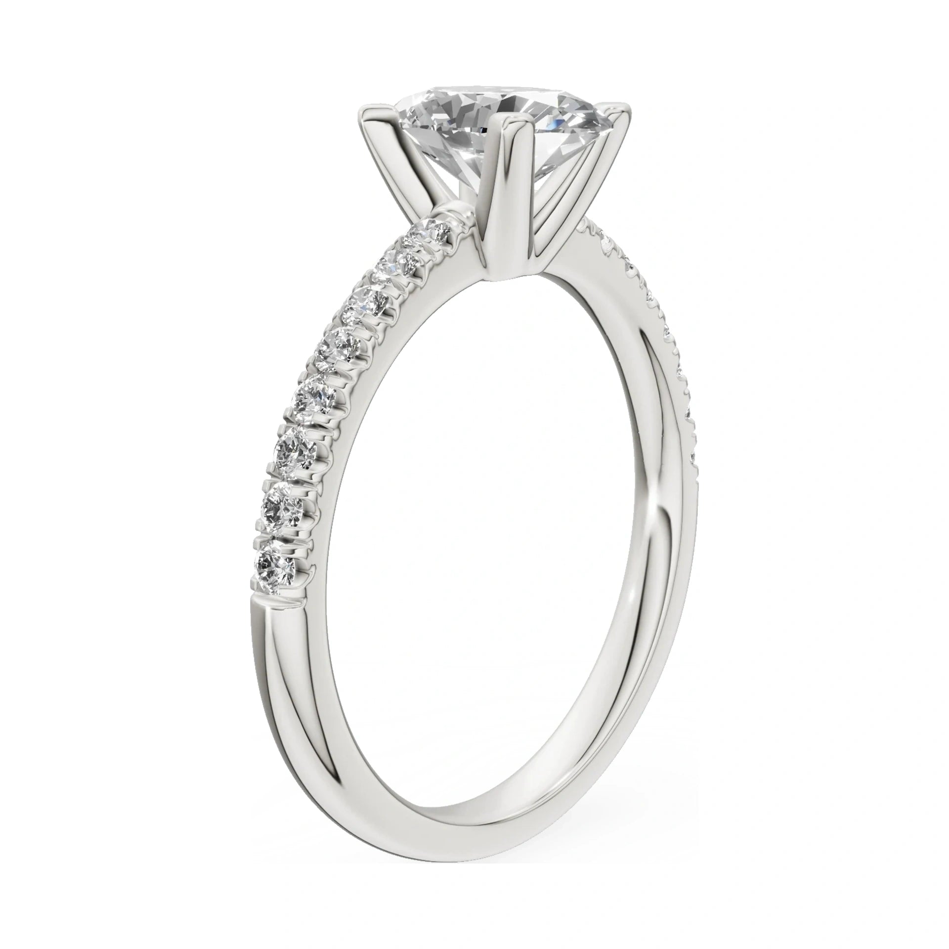14K white gold GREMARI Seven Solis ring with 1.00 ct oval-cut natural diamond