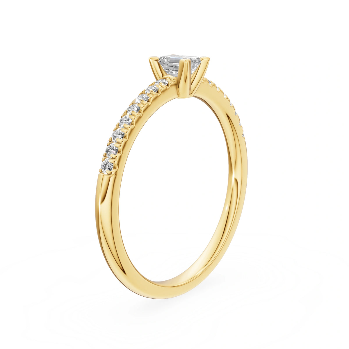Gremari Seven Solis zásnubní prsten ze žlutého zlata s 0,15 ct lab-grown diamantem – Emerald