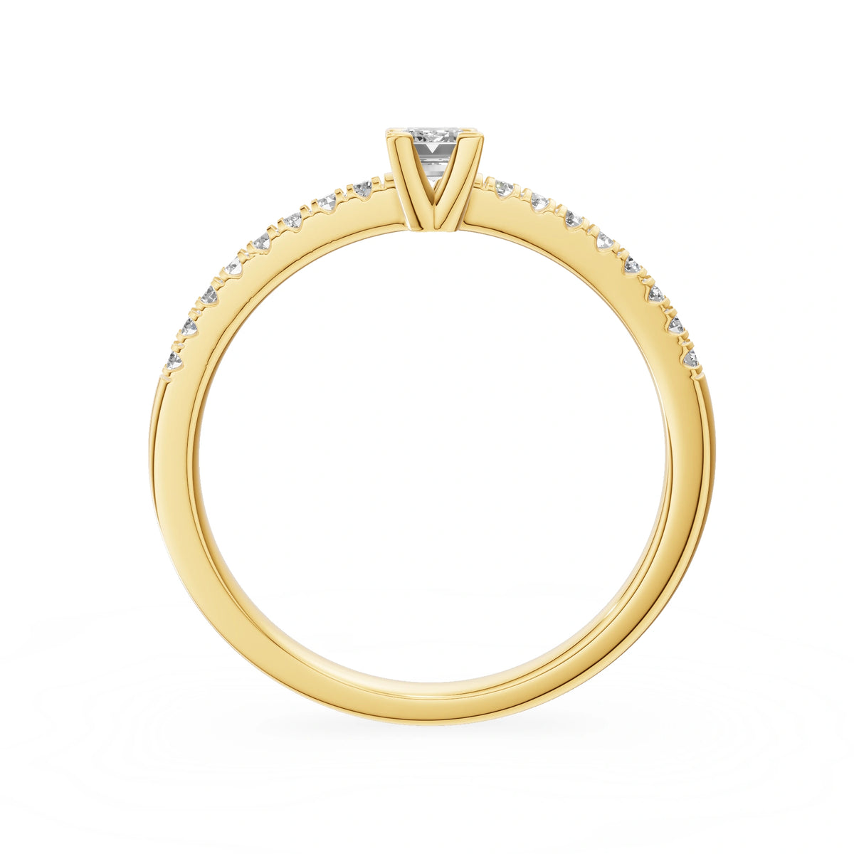 Gremari Seven Solis zásnubní prsten ze žlutého zlata s 0,15 ct lab-grown diamantem – Emerald