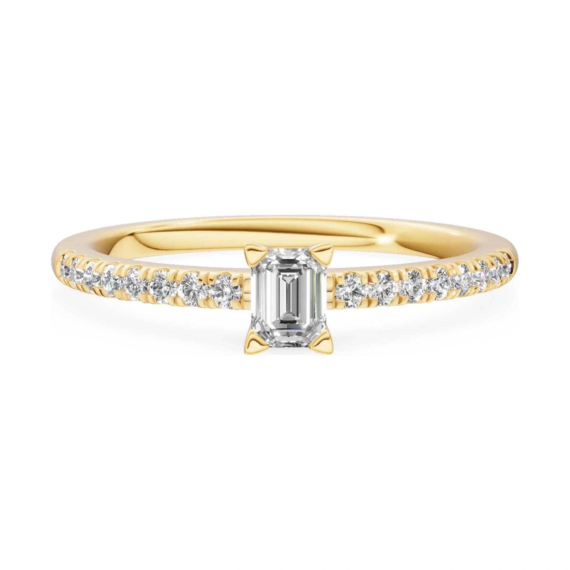 GREMARI Seven Solis 14K yellow gold engagement ring with 0.15 ct emerald-cut natural diamond