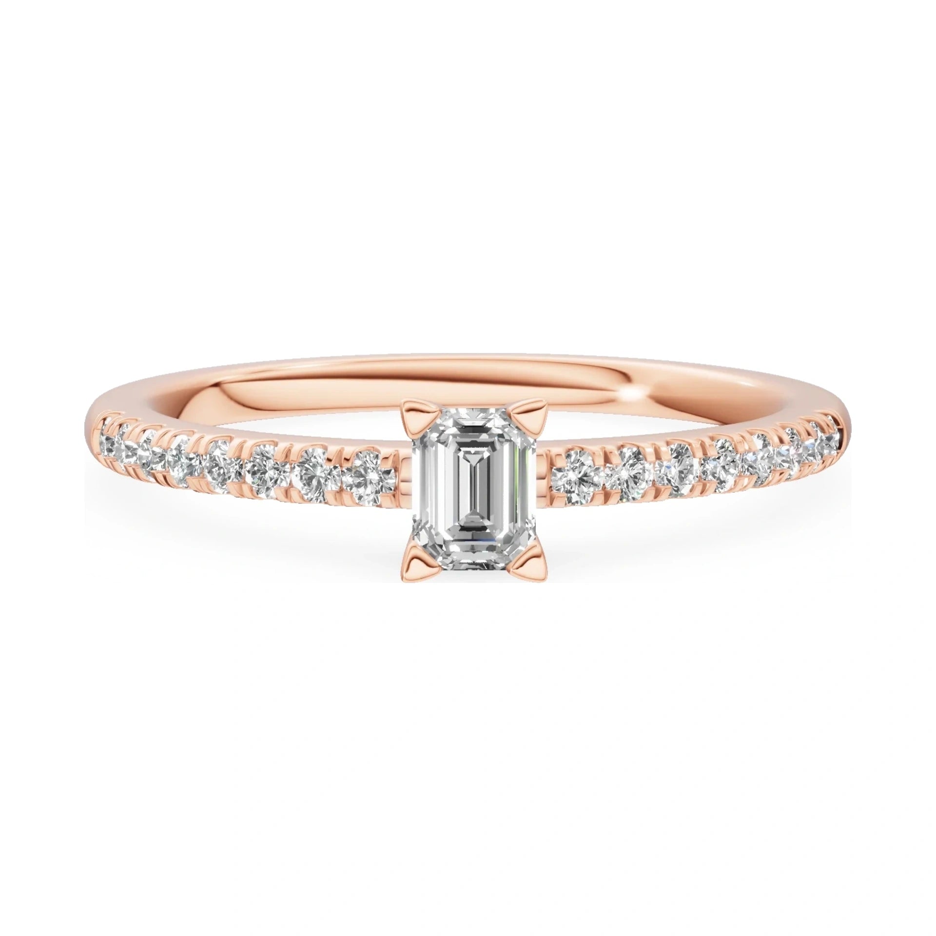 GREMARI Seven Solis 14K rose gold engagement ring with 0.15 ct emerald-cut natural diamond