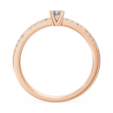 GREMARI Seven Solis emerald-cut natural diamond engagement ring in 14K rose gold, 0.15 ct