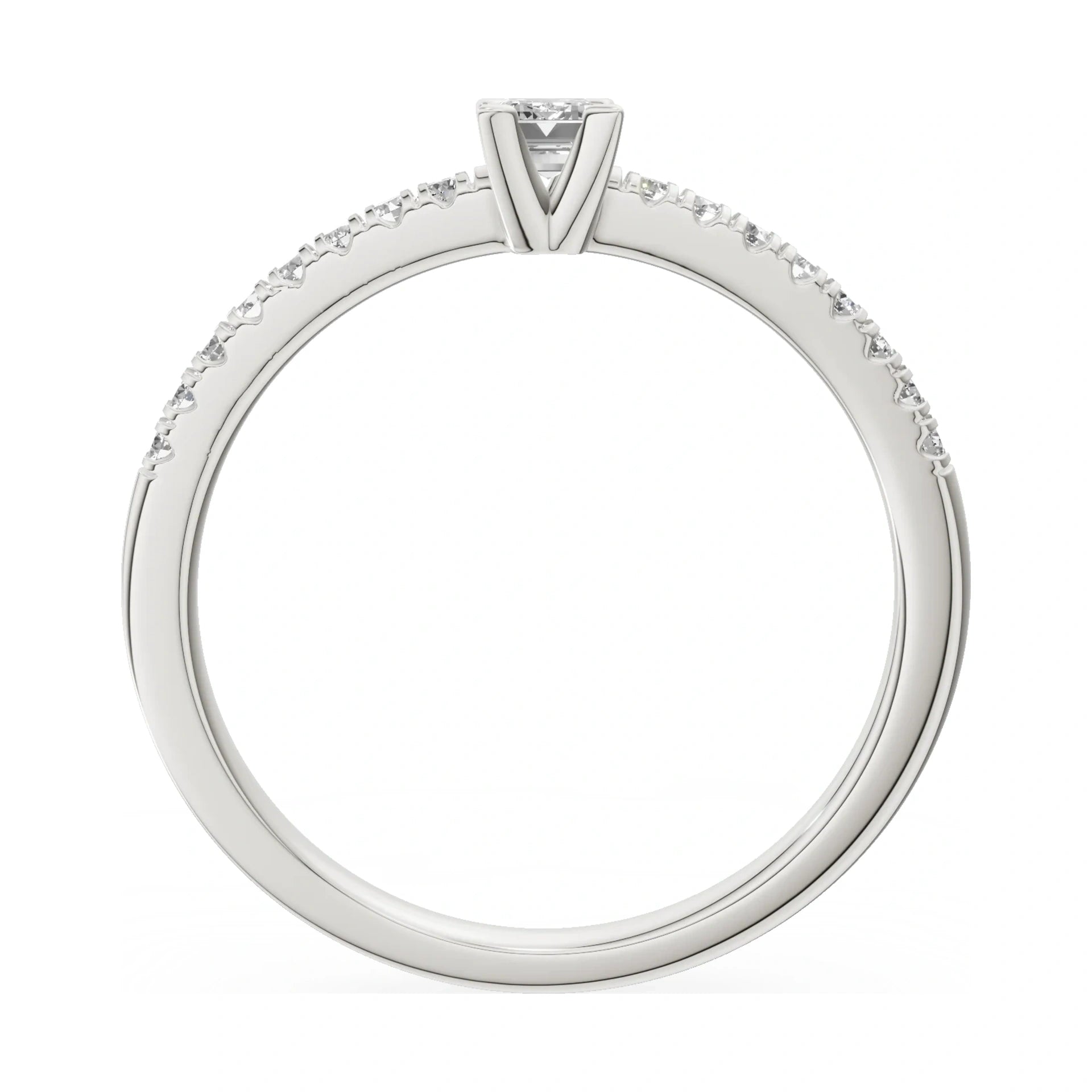 GREMARI Seven Solis emerald-cut natural diamond engagement ring in 14K white gold, 0.15 ct