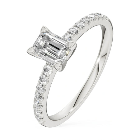 0.50 ct emerald-cut natural diamond GREMARI Seven Solis engagement ring in 14K white gold