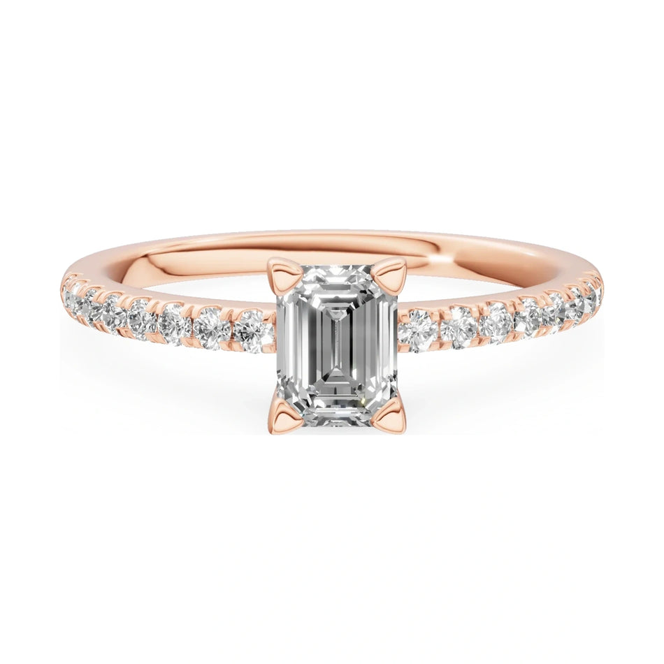 GREMARI Seven Solis 14K rose gold engagement ring with 0.50 ct emerald-cut natural diamond