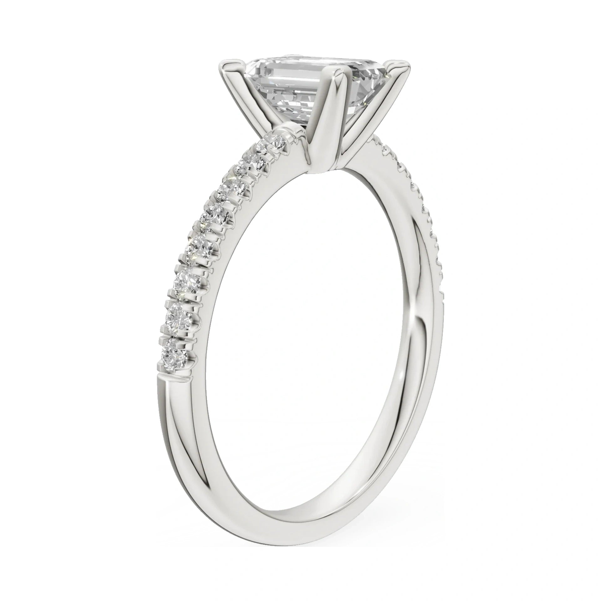 14K white gold GREMARI Seven Solis ring with 1.00 ct emerald-cut natural diamond