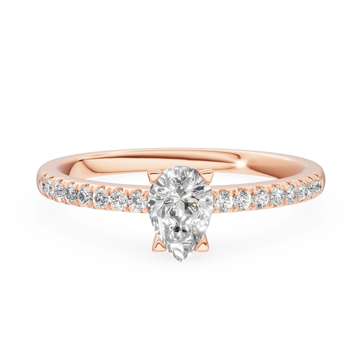 Gremari Seven Solis zásnubní prsten z růžového zlata s 0,30 ct lab-grown diamantem – Pear