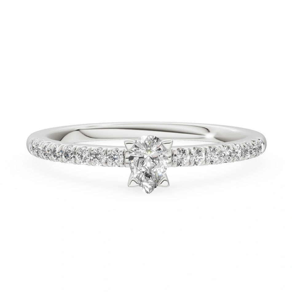 Gremari Seven Solis zásnubní prsten z bílého zlata s 0,15 ct lab-grown diamantem – Pear
