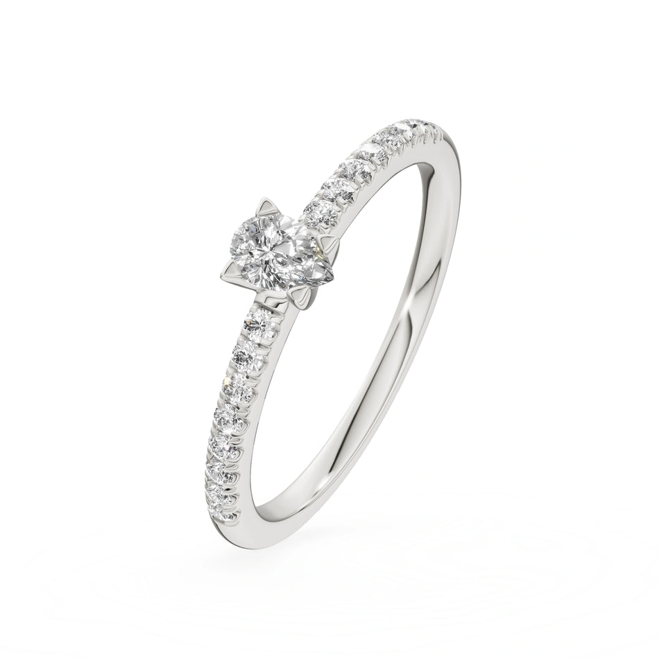Gremari Seven Solis zásnubní prsten z bílého zlata s 0,15 ct lab-grown diamantem – Pear