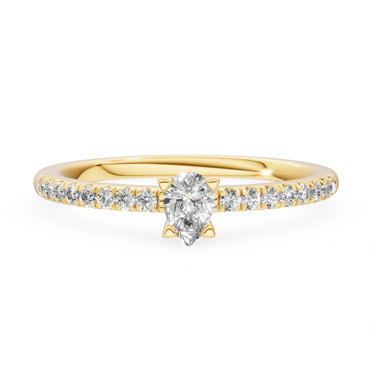 Gremari Seven Solis zásnubní prsten ze žlutého zlata s 0,15 ct lab-grown diamantem – Pear
