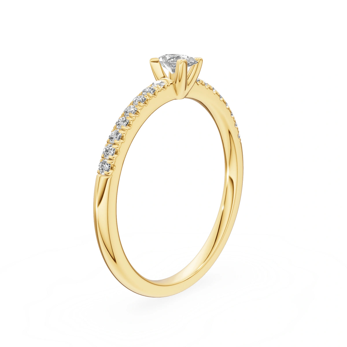 Gremari Seven Solis zásnubní prsten ze žlutého zlata s 0,15 ct lab-grown diamantem – Pear