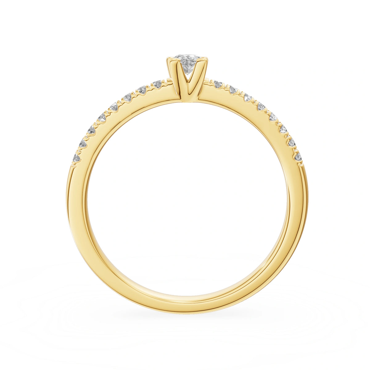 Gremari Seven Solis zásnubní prsten ze žlutého zlata s 0,15 ct lab-grown diamantem – Pear
