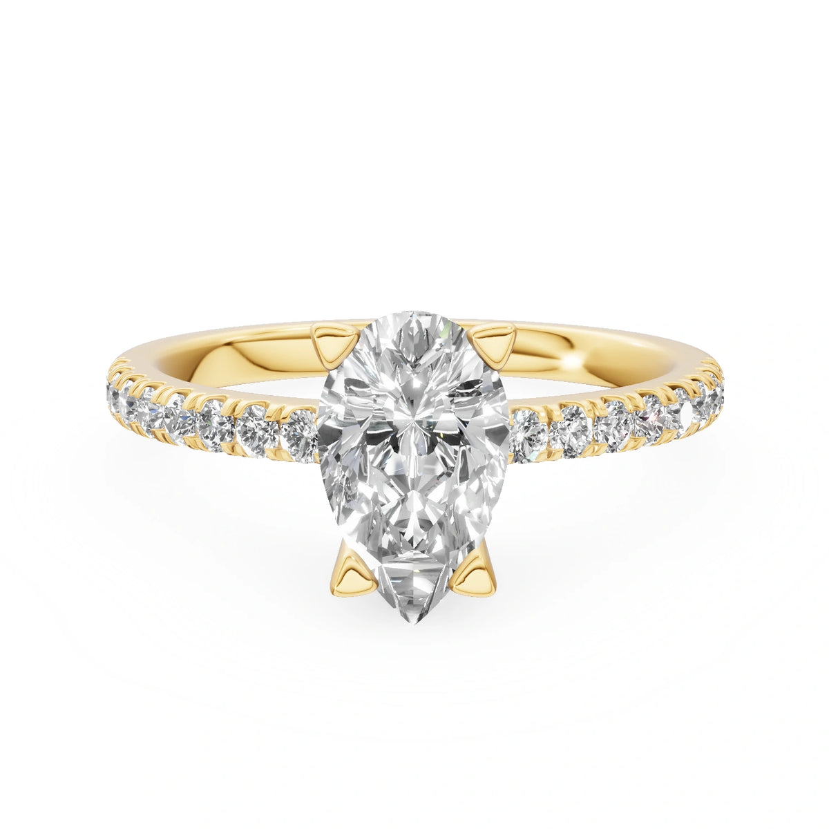 Gremari Seven Solis zásnubní prsten ze žlutého zlata s 1,00 ct lab-grown diamantem – Pear