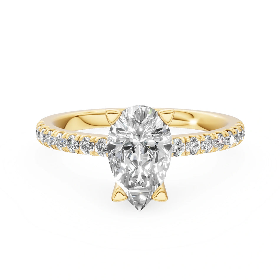 Gremari Seven Solis zásnubní prsten ze žlutého zlata s 1,00 ct lab-grown diamantem – Pear