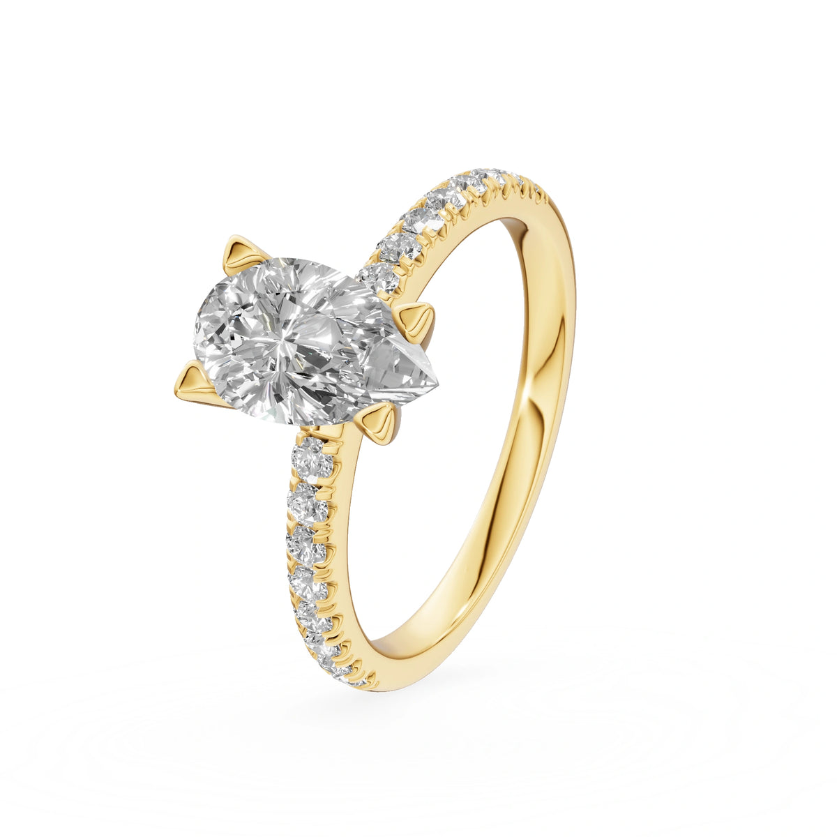 Gremari Seven Solis zásnubní prsten ze žlutého zlata s 1,00 ct lab-grown diamantem – Pear