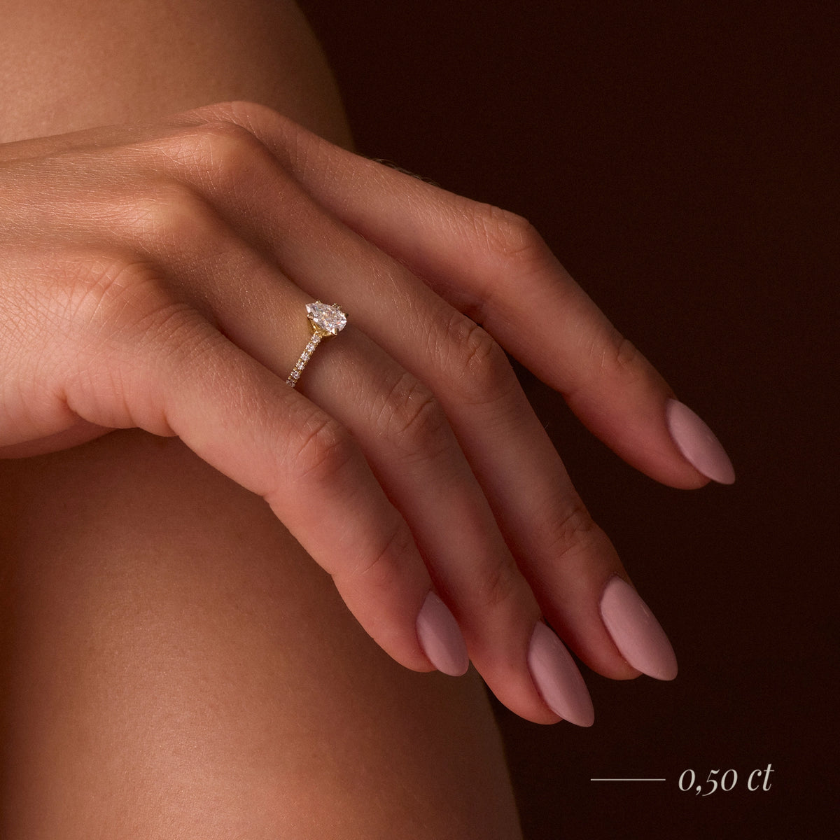 Gremari Seven Solis zásnubní prsten z růžového zlata s 0,15 ct přírodním diamantem – Pear